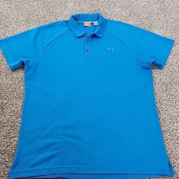 Puma Golf Polo Shirt Mens Large Blue Cool Cell Short Sleeve Performance - Picture 1 of 8